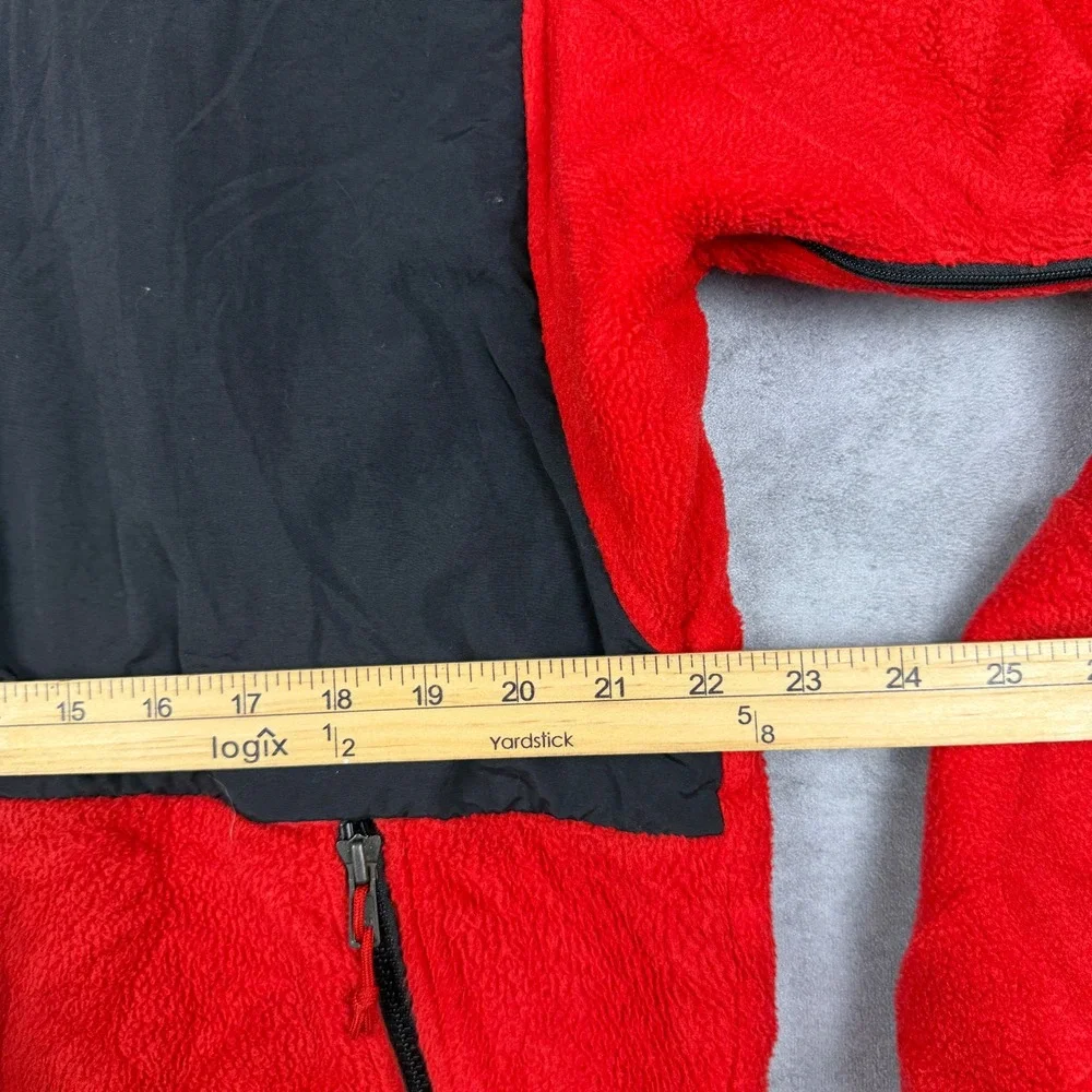 The North Face Mens Denali Fleece Jacket Red Black Colorblock Full Zip Large